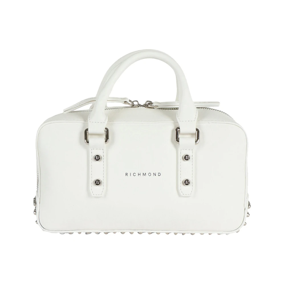 Richmond Witte leren schoudertas met gouden details White Dames