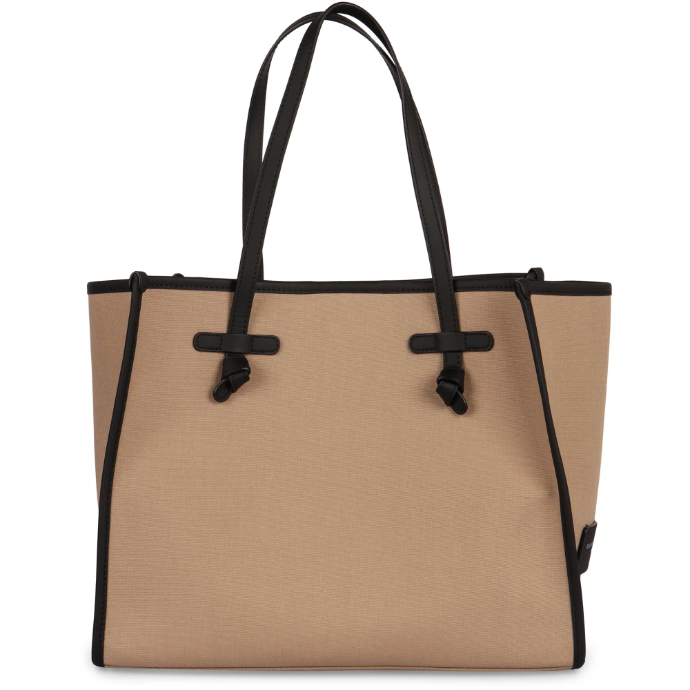 Gianni Chiarini Tote van visgraatstof met lederen details Beige Dames