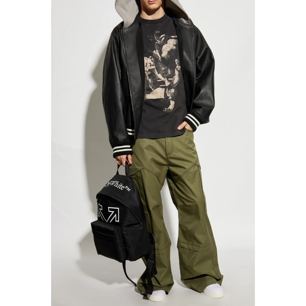 Off White T-shirt met logo Gray Heren