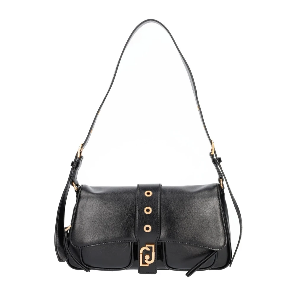 Liu Jo Zwarte Schoudertas met Gouden Accenten Black Dames