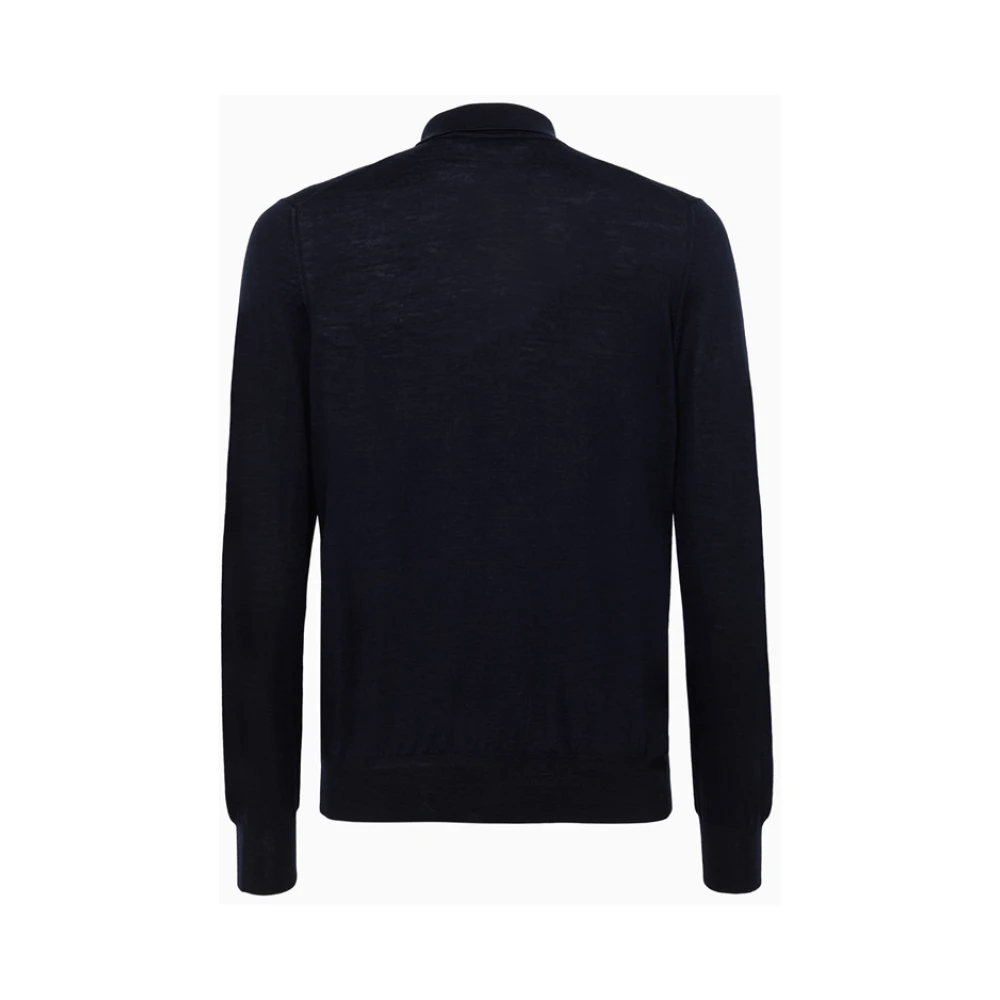 Tagliatore Italiaanse Wol Polo Shirt Blue Heren