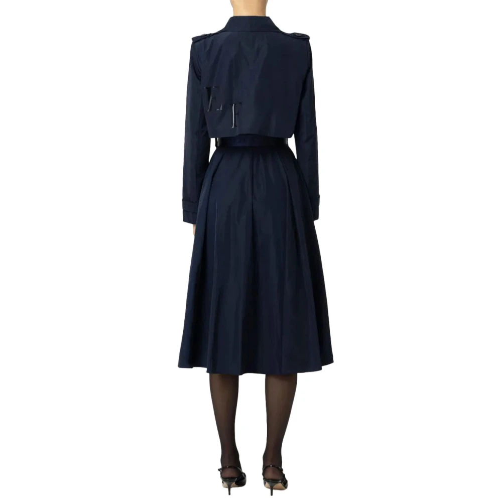 Elisabetta Franchi Dubbelbreasted trenchcoat van polyester Blue Dames