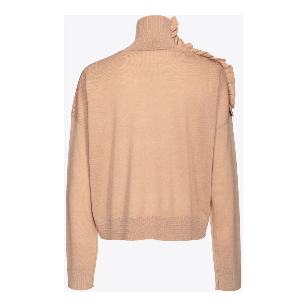 pinko Beige Gerimpelde Wollen Coltrui Beige Dames