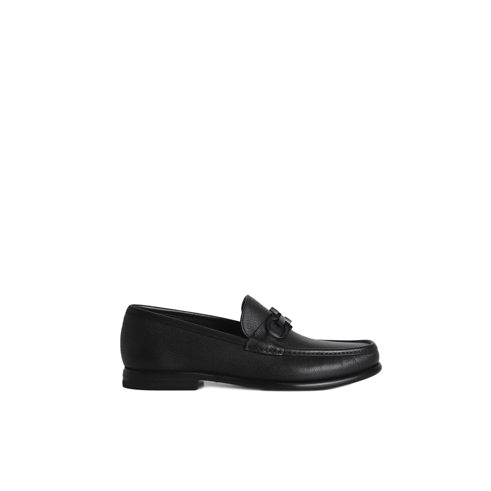 Salvatore Ferragamo Klassieke Loafer Stijl Zwarte Platte Schoenen Black Heren