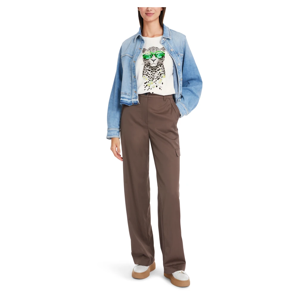 Marc Cain Luipaardprint Katoenen T-Shirt White Dames