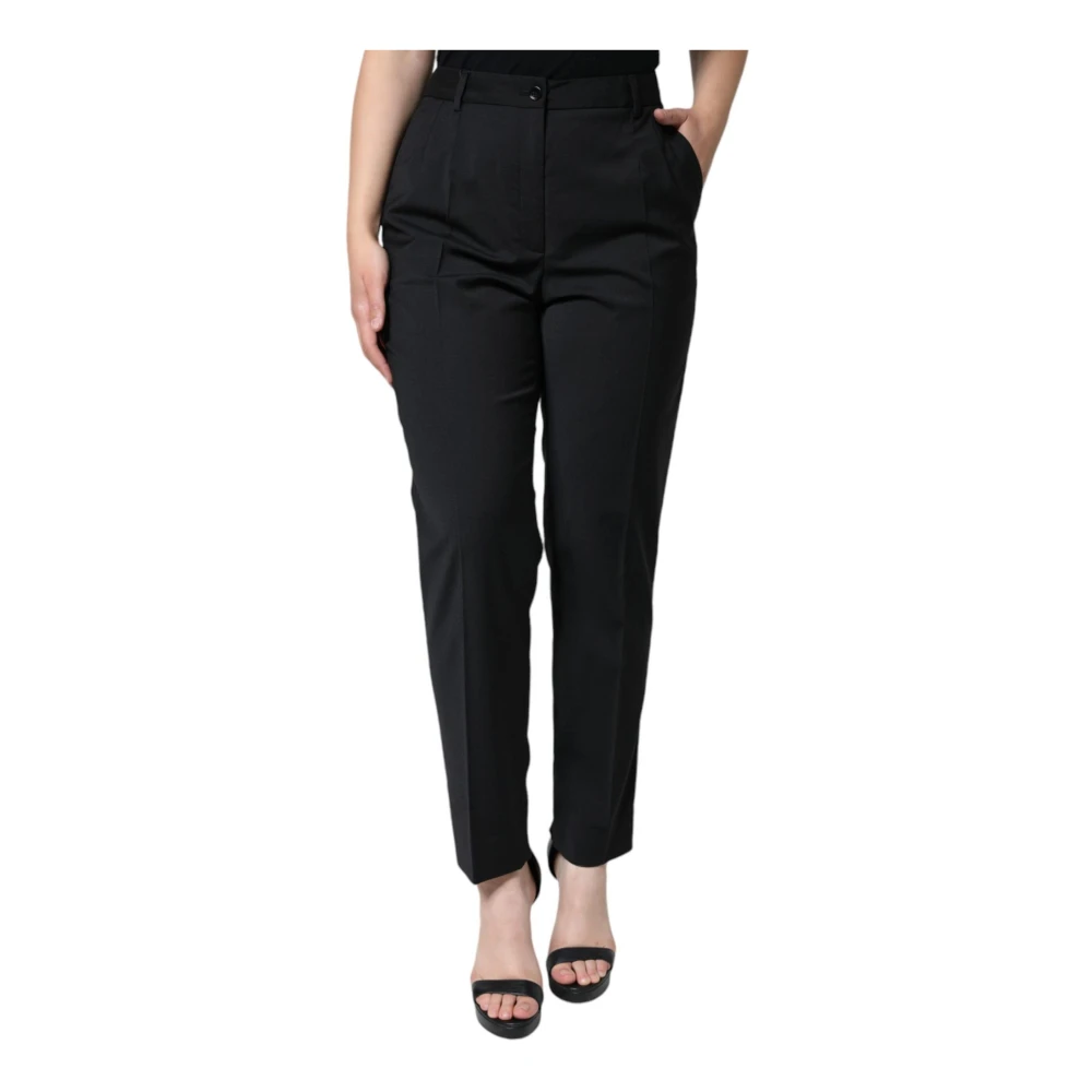 Dolce & Gabbana Zwarte hoge taille taps toelopende broek Black Dames