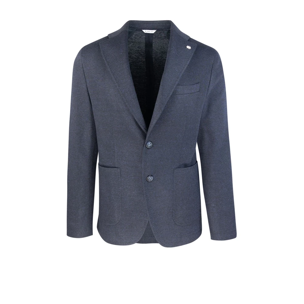 Manuel Ritz Blauwe Textuur Blazer met Revers Blue Heren