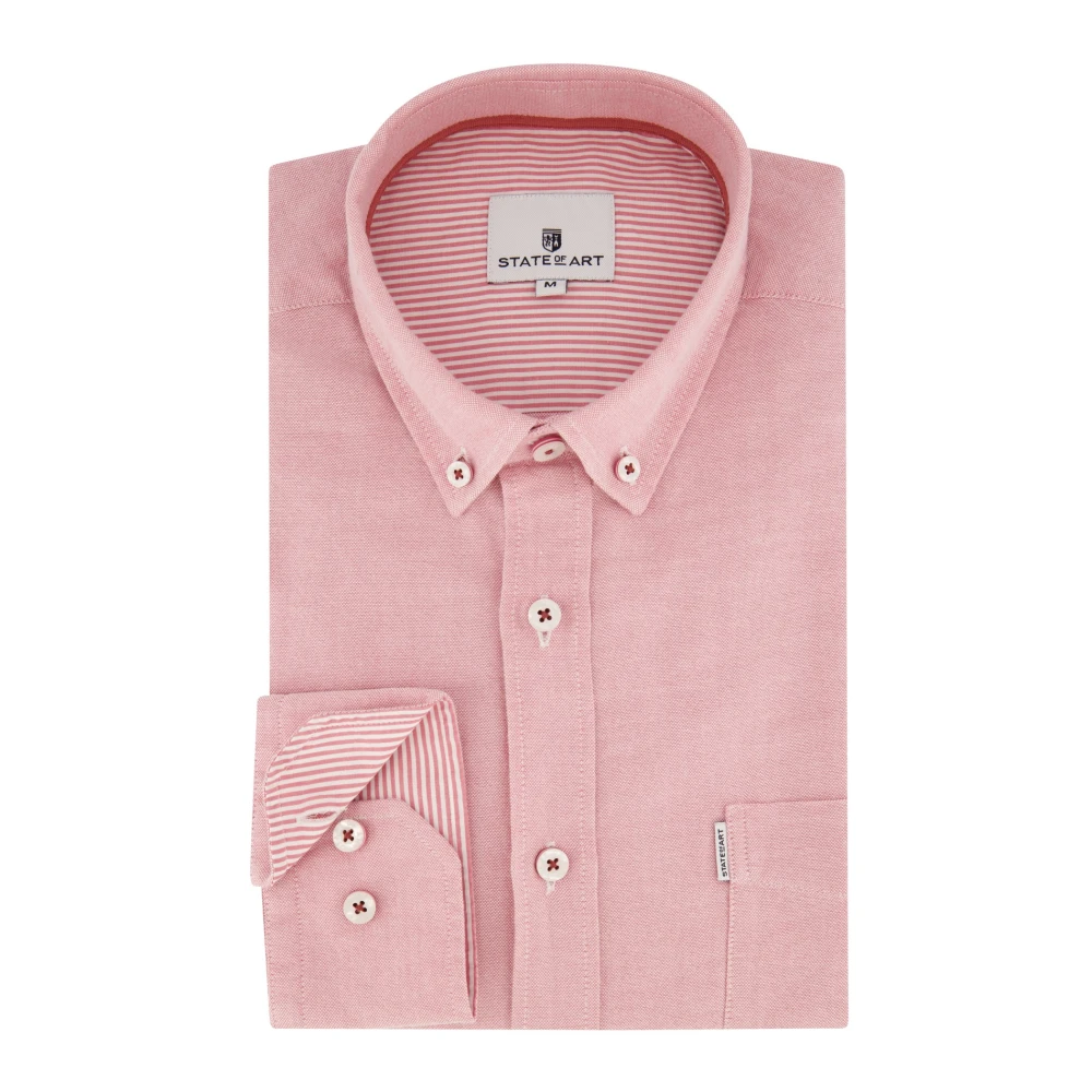 State of Art Casual Roze Shirt met Button-Down Kraag Pink Heren