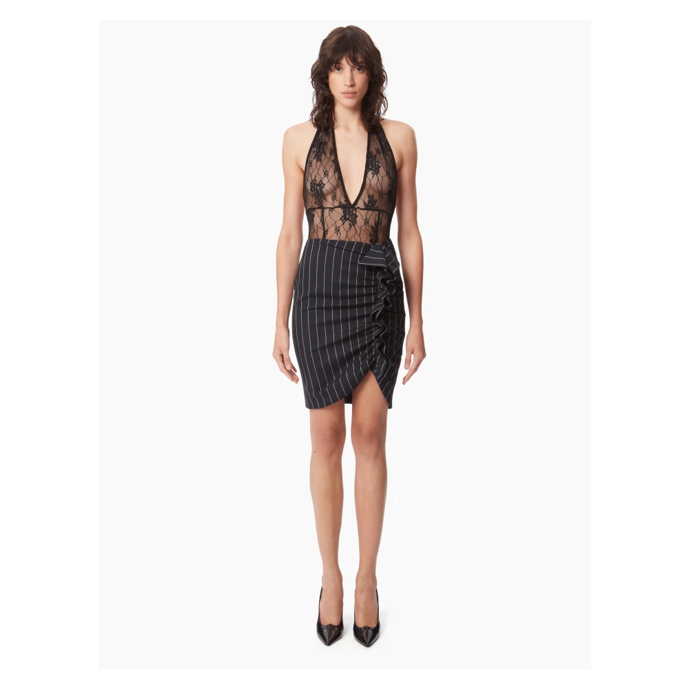 Nina Ricci Blauwe Pinstripe Gedrapeerde Midi Rok Blue Dames