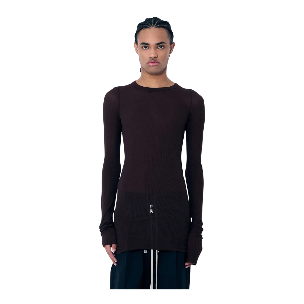 Rick Owens Rib Long Sleeve Crewneck T-Shirt Brown Heren