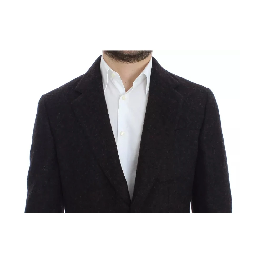Dolce & Gabbana Bordeaux Alpaca Twee-Knoop Blazer Black Heren