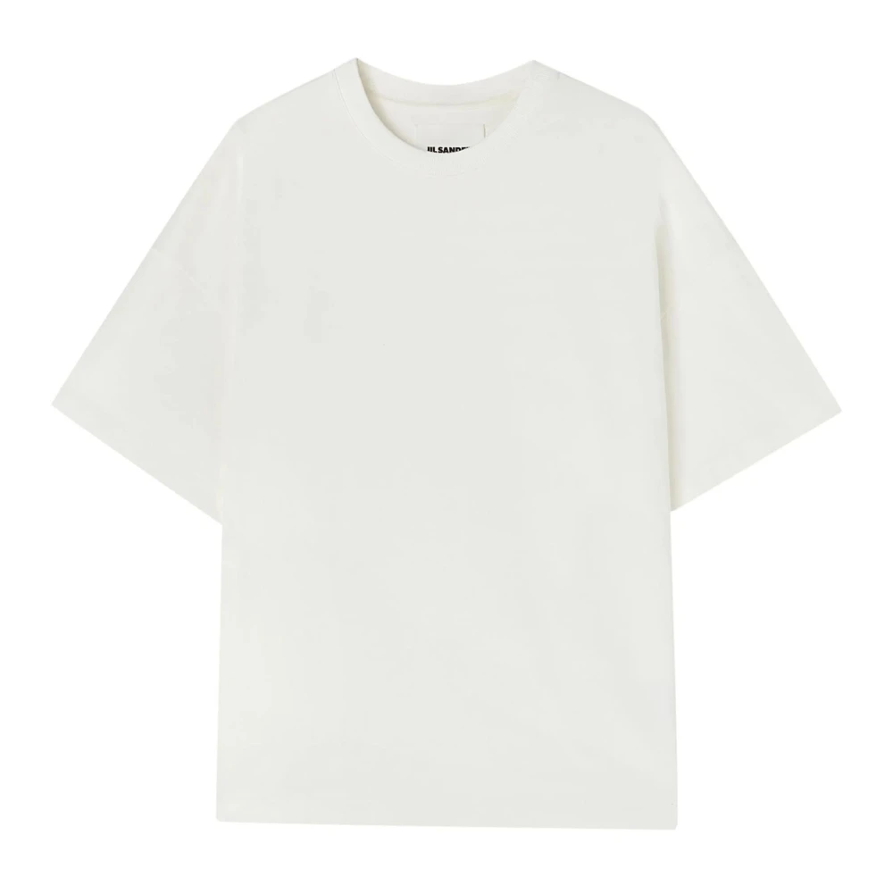 Jil Sander Witte Katoenen T-shirt met Logolabel White Heren