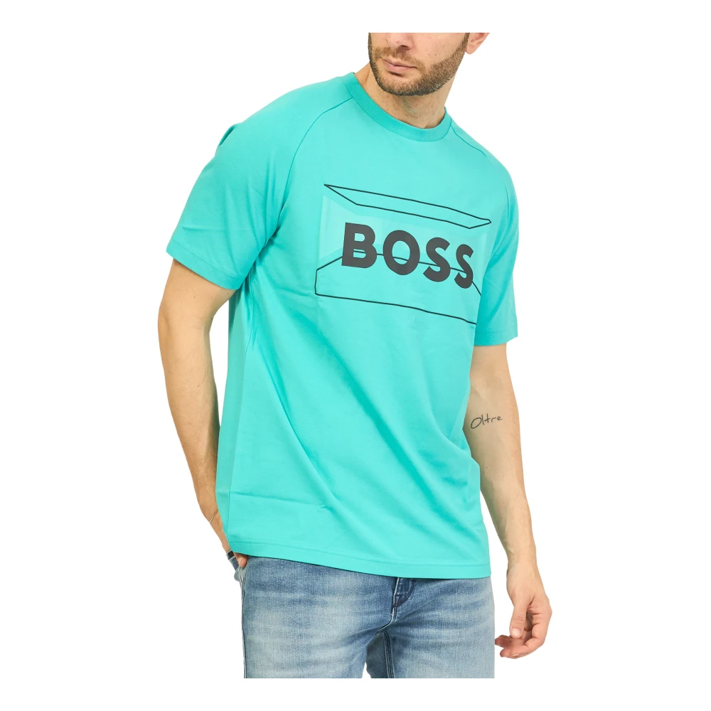Hugo Boss Casual Groene Grafische T-shirt Green Heren