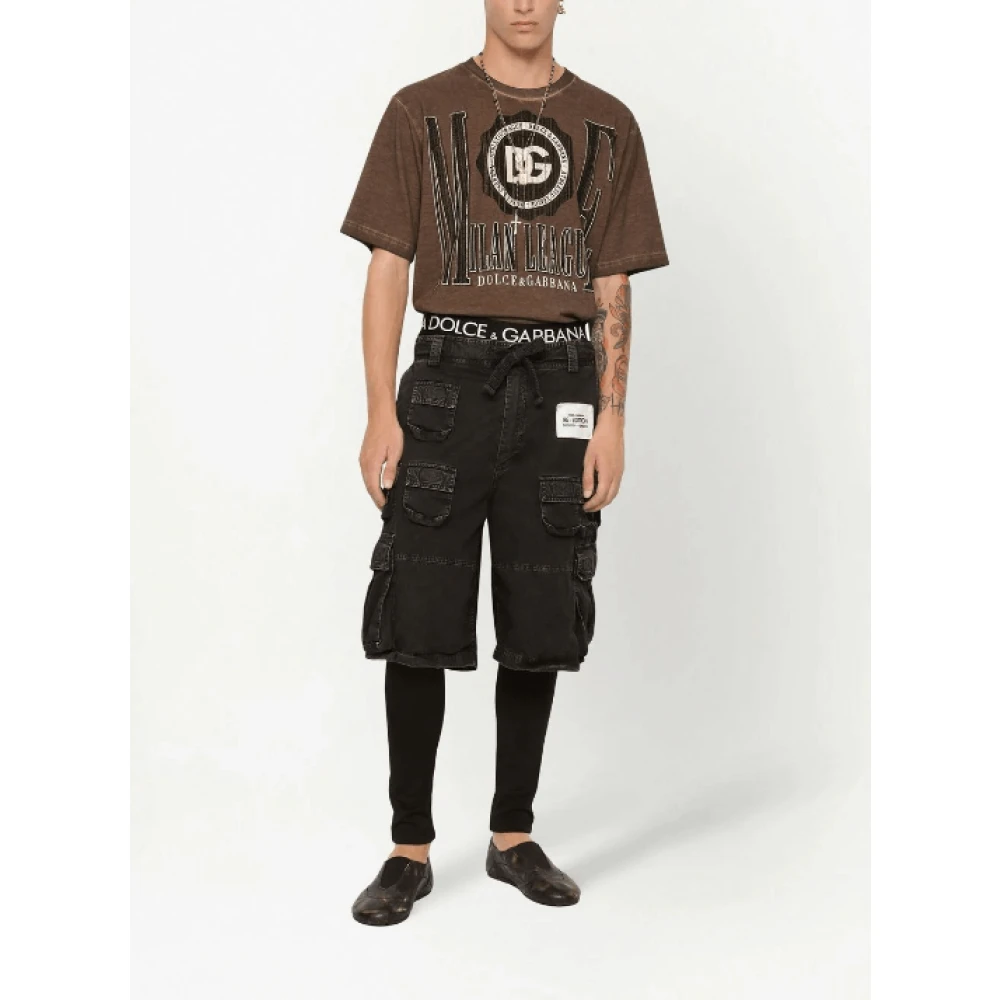 Dolce & Gabbana Rookzwarte Cargo Denim Shorts Black Heren