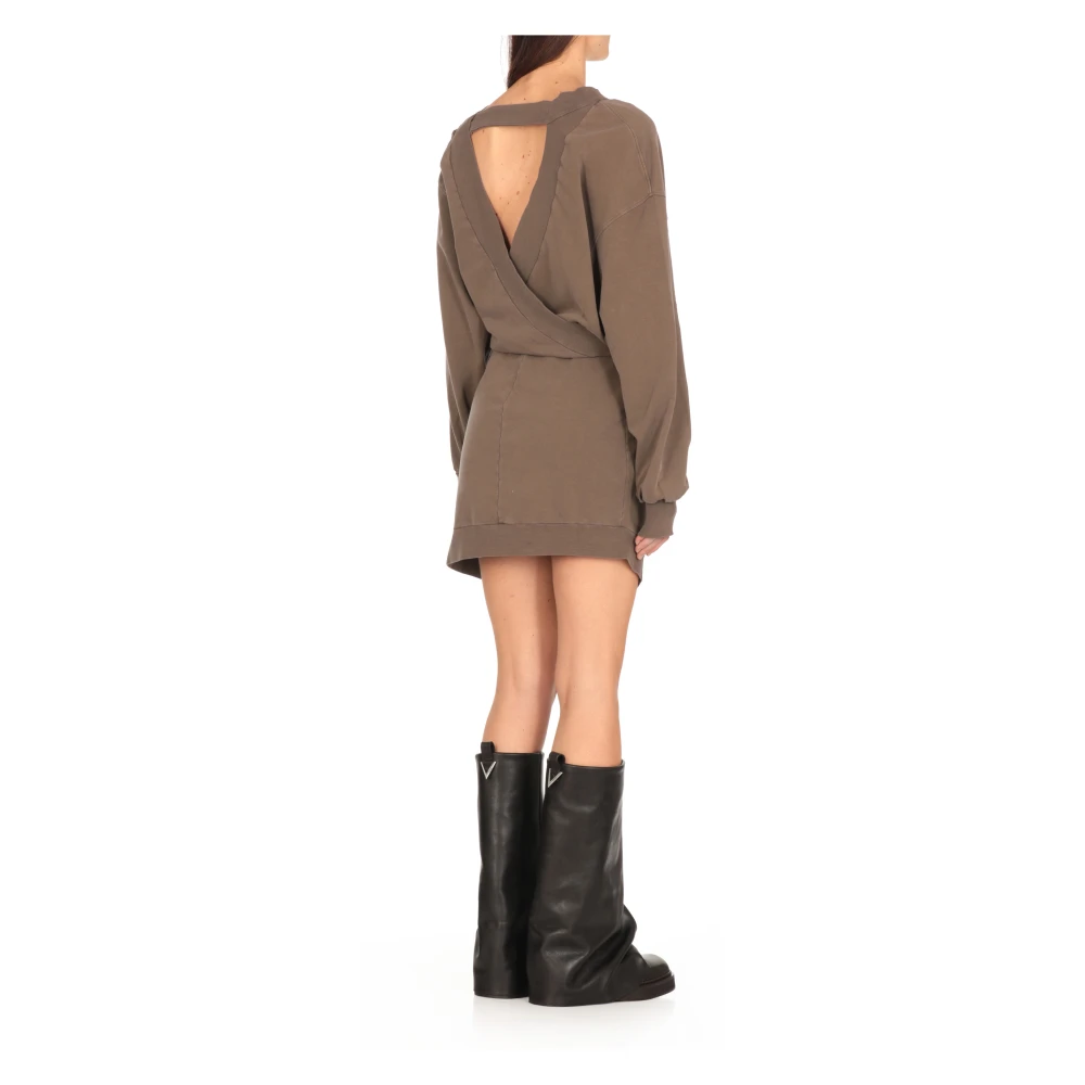 The Attico Bruine Katoenen Asymmetrische Hals Jurk Brown Dames