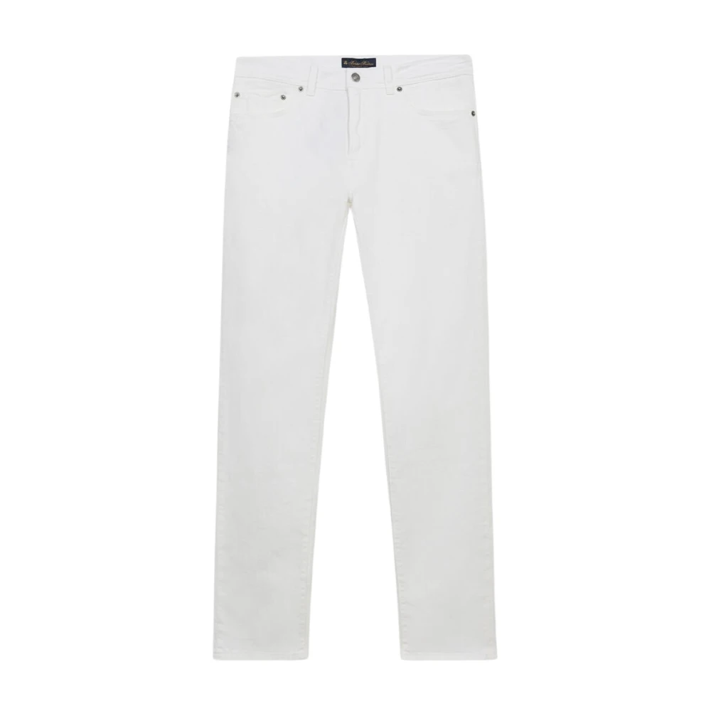 Brooks Brothers Men's White Slim Fit Jeans, W40, Cotton Twill 5-Pocket Trousers