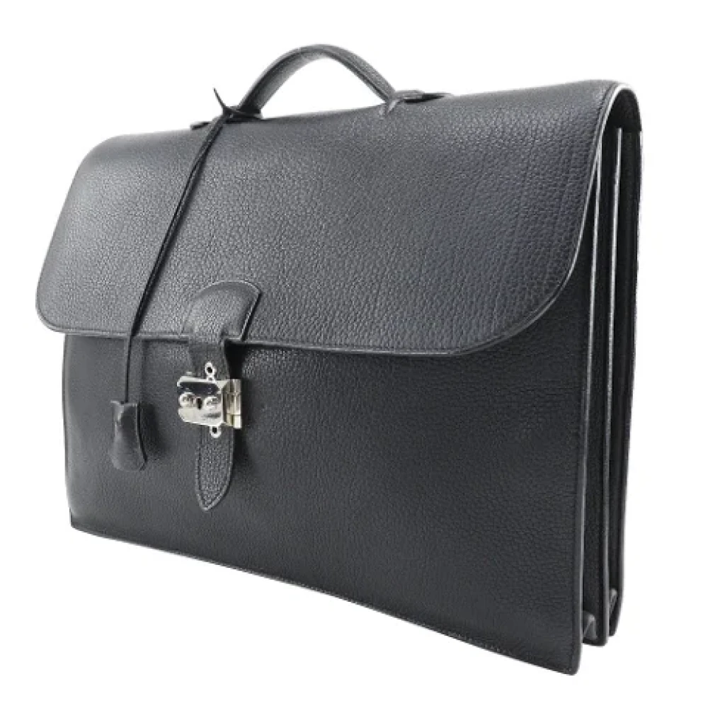 Hermès Vintage Pre-owned Leather briefcases Black Heren