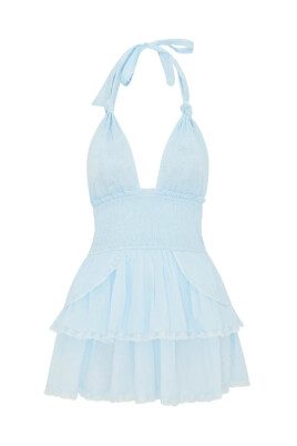 blue-halter-mini-dress-with-ruffled-tiers