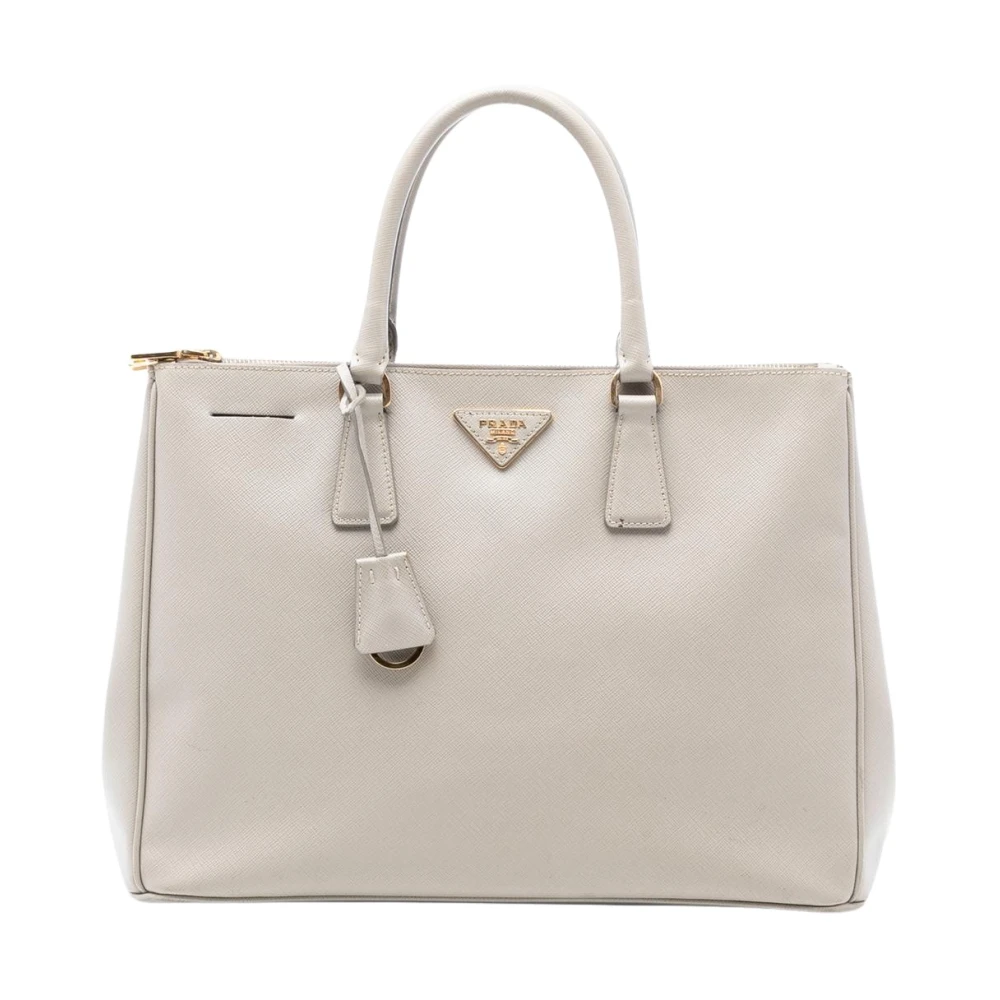 Prada Vintage Women's Gray Pre-Owned Structured Leather Satchel