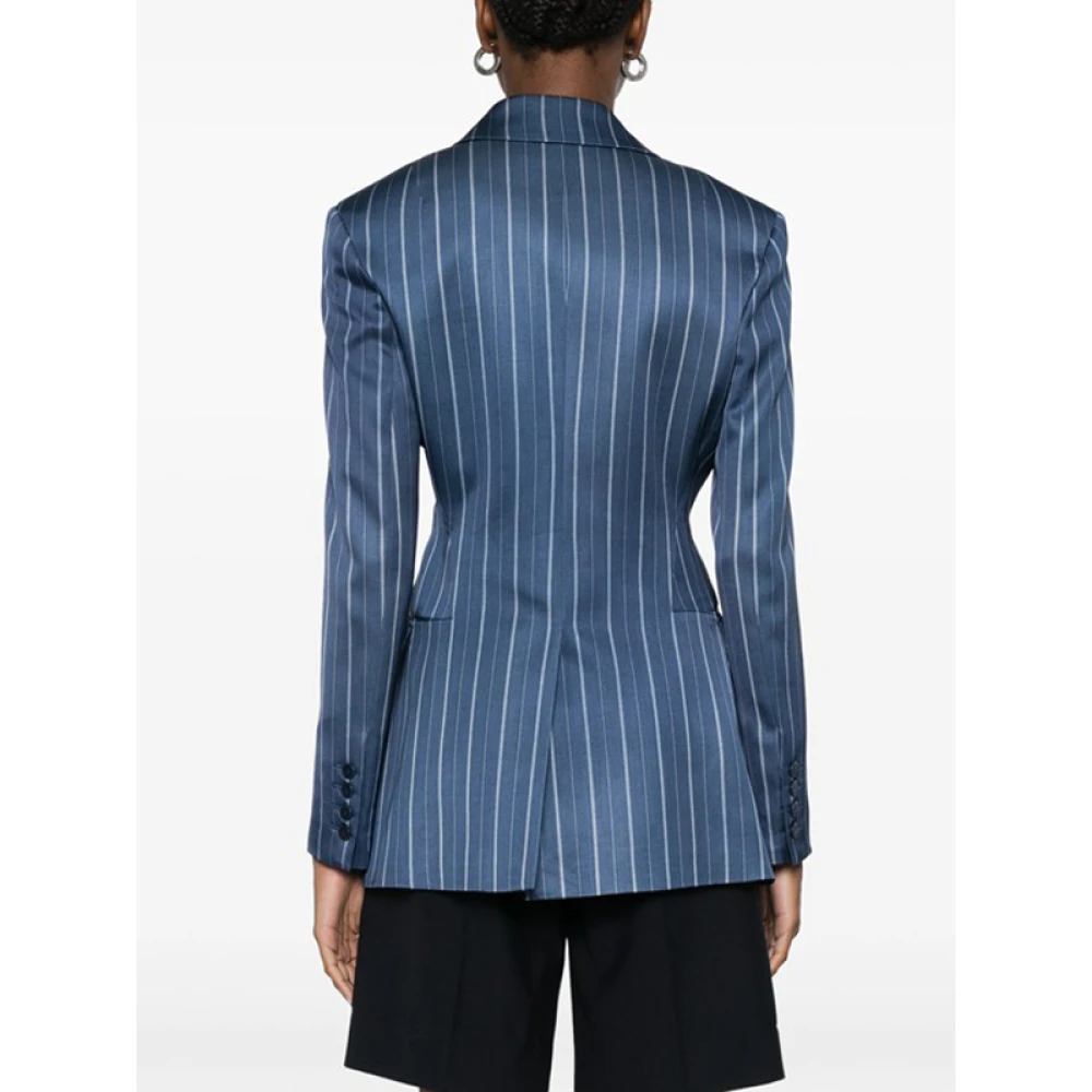 Ermanno Scervino Blauw Gestreepte Double-Breasted Blazer Blue Dames