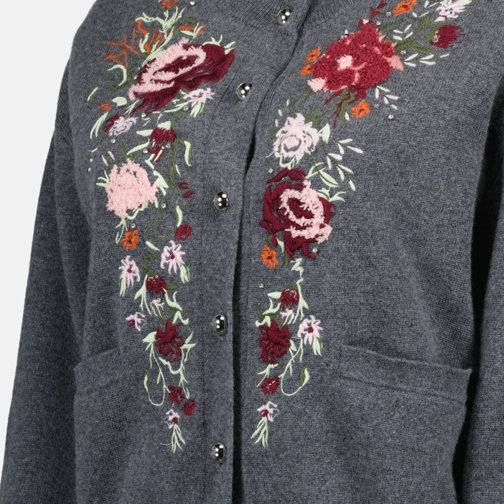 Paco Rabanne Bloemenwol kasjmier vest Gray Dames