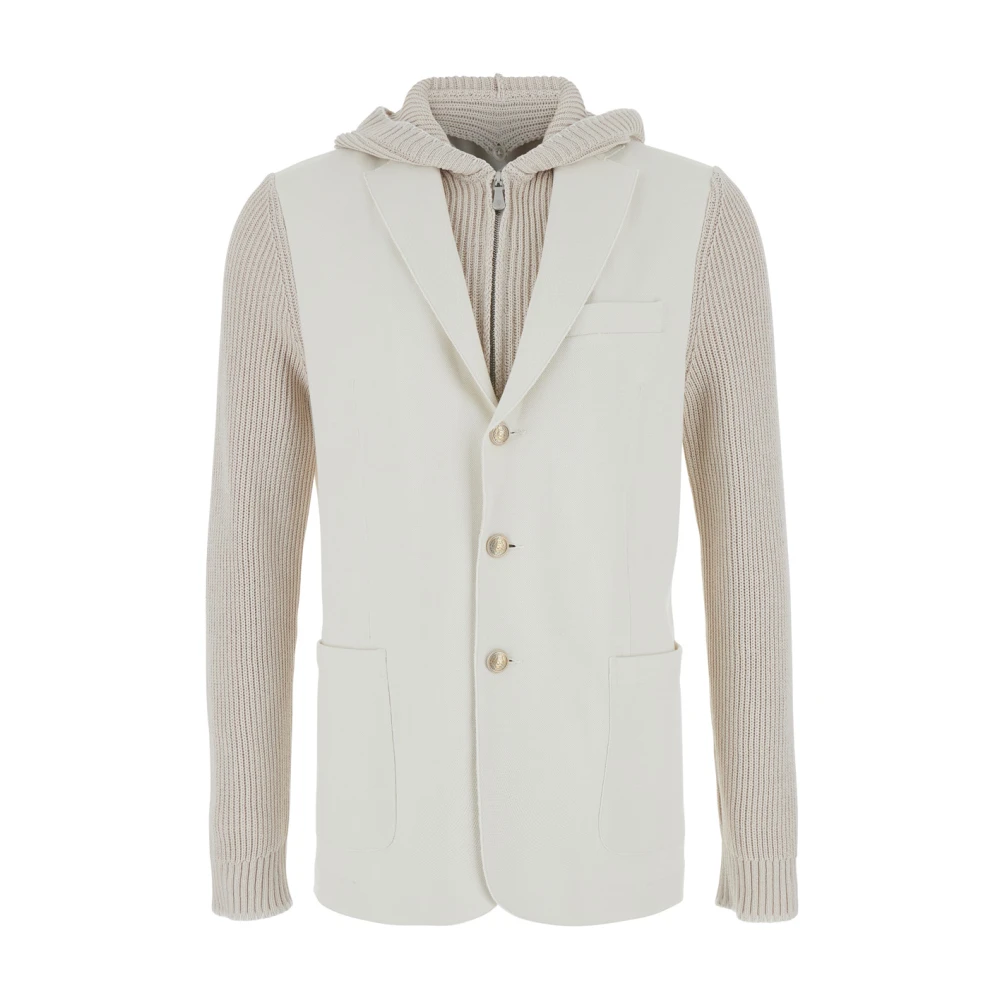 Eleventy Witte Wol Kasjmier Jas met Bib White Heren