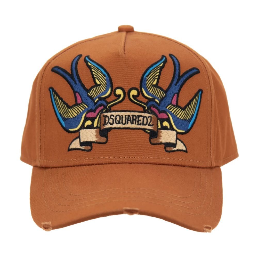 Dsquared2 Unisex Orange Embroidered Baseball Cap With Buckle