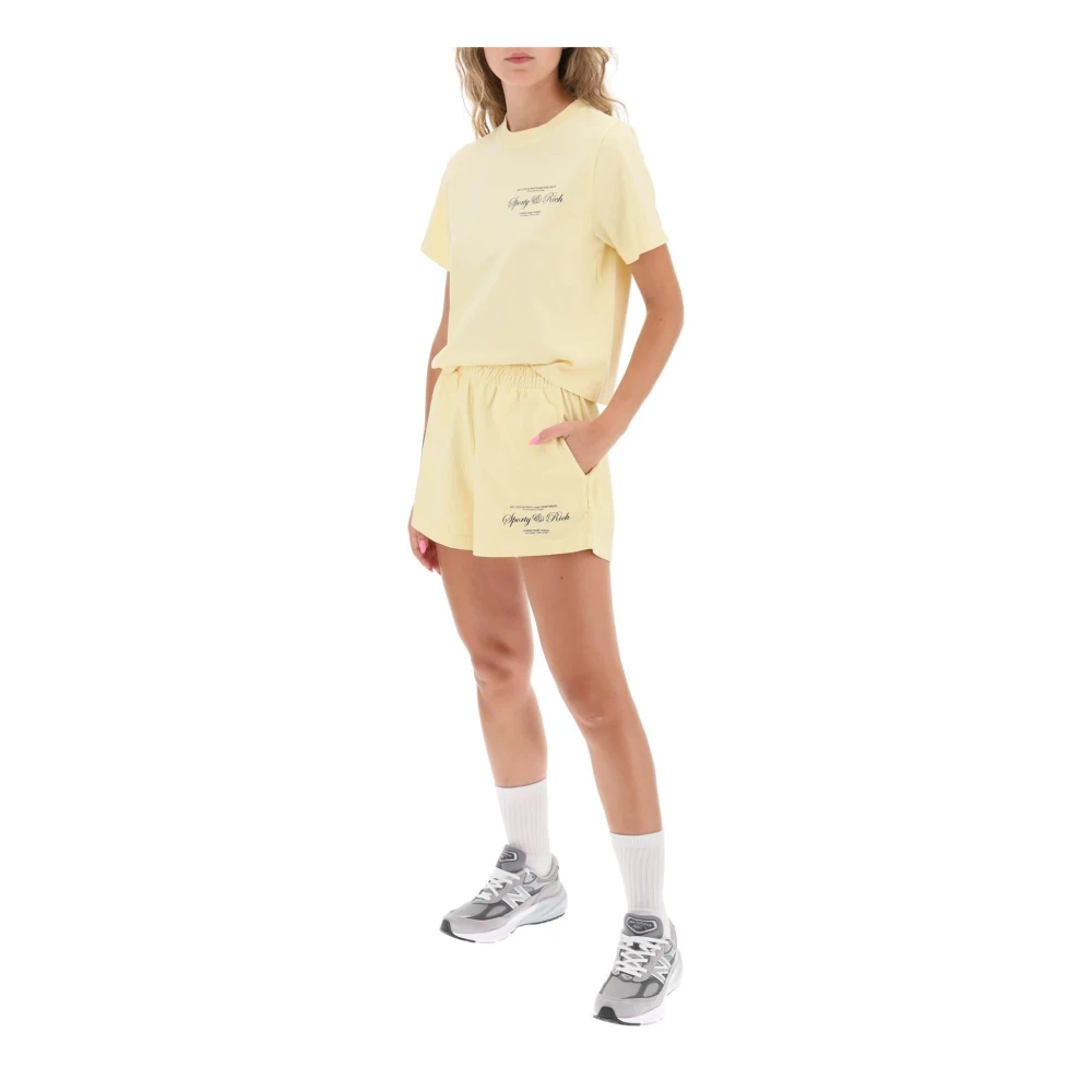 Sporty & Rich Logo Print Cropped T-Shirt Yellow Dames