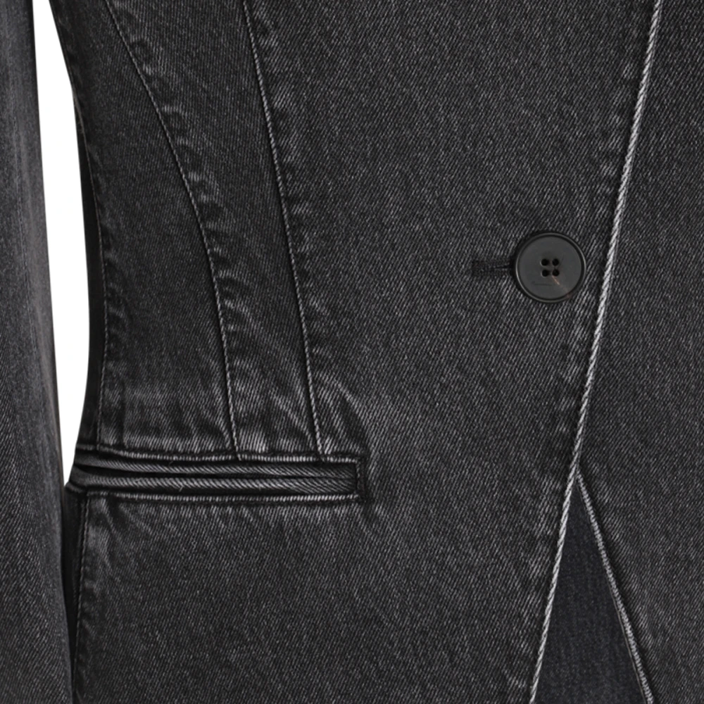 alexander mcqueen Zwarte Denim Katoenen Blazer Jas Gray Dames