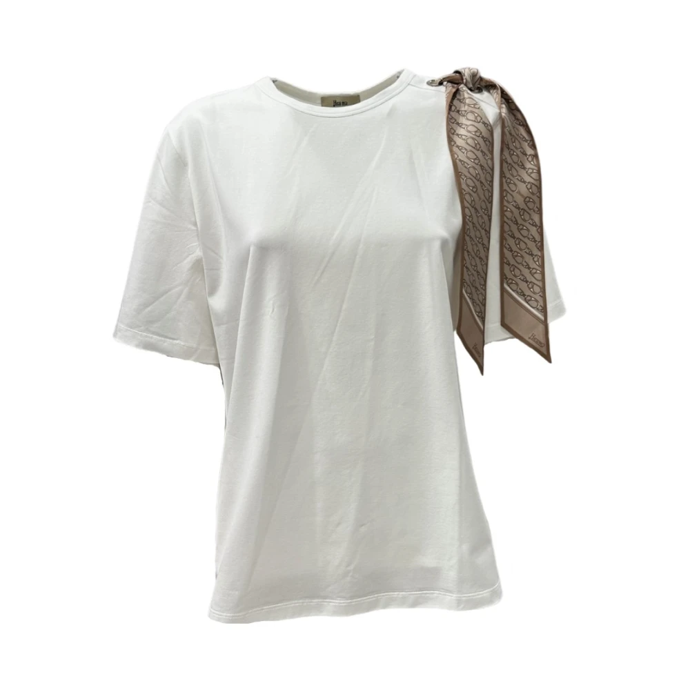 Herno Katoenen T-shirt met Afneembare Sjaal White Dames
