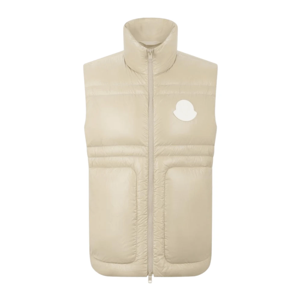 Moncler Beige Gewatteerd Mouwloos Gilet Beige Heren