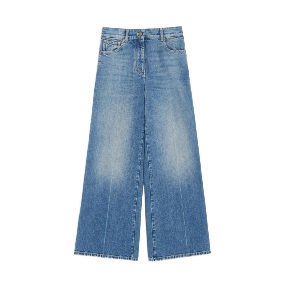 Valentino Garavani Blue Wide Jeans, Female, W25, High-Rise Wide-Leg Jeans