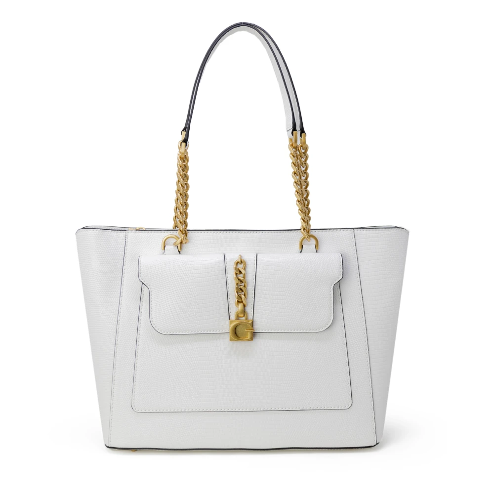 Guess Tiberia Tote Handbag White, Dam