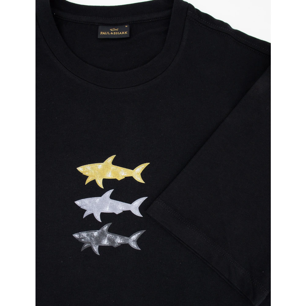 PAUL & SHARK Katoenen Crew-neck T-shirt met Print Black Heren