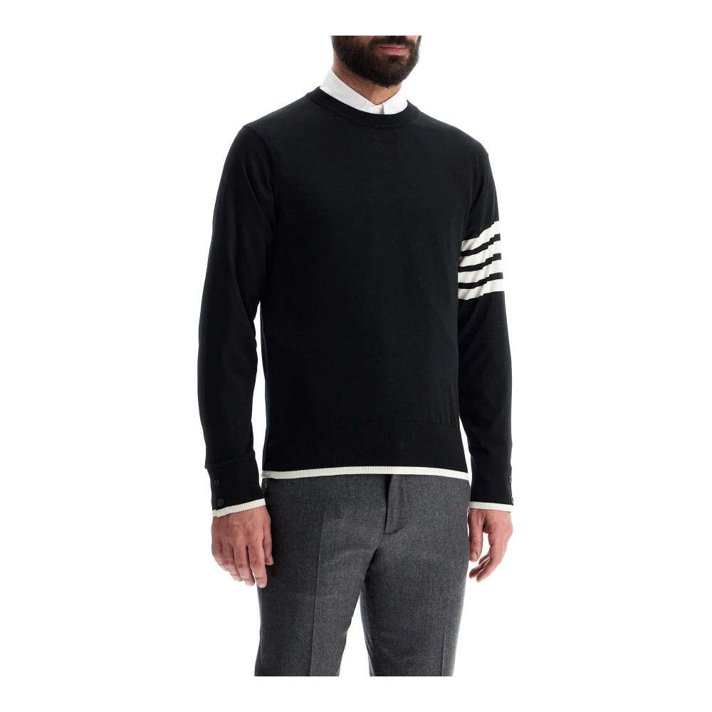 Thom Browne 4-bar wollen trui pullover sweater Black Heren