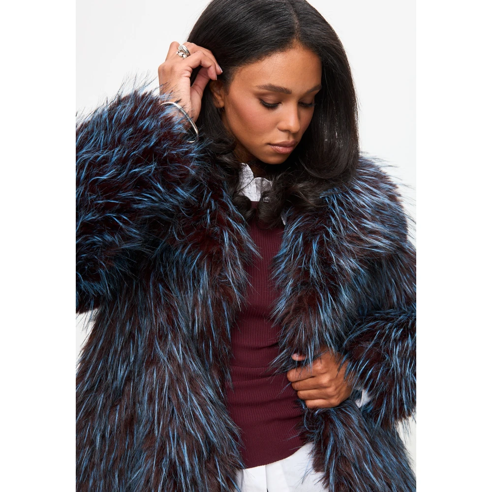 Cesare Gaspari Faux Fur & Shearling Jackets Blue Dames