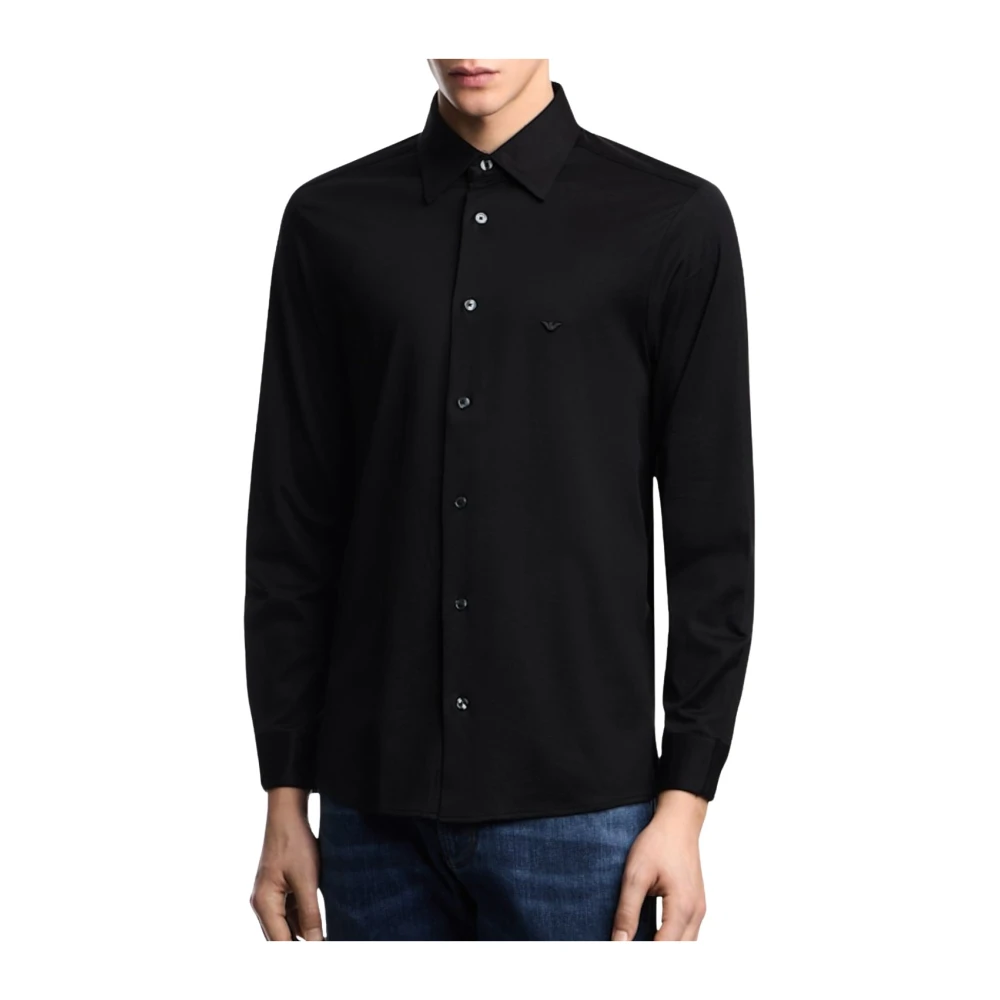 Emporio Armani Stretch Cotton Shirt  Black,   Size Xl, Circle Fashion - Image 5
