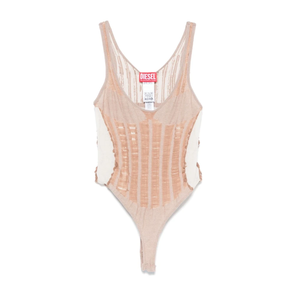 Diesel Beige Mouwloze Top met Ronde Hals Beige Dames
