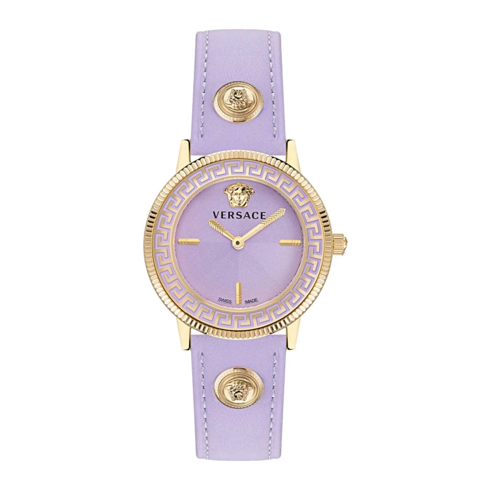 Versace Tribute Läderklocka Lila Guld Purple, Dam