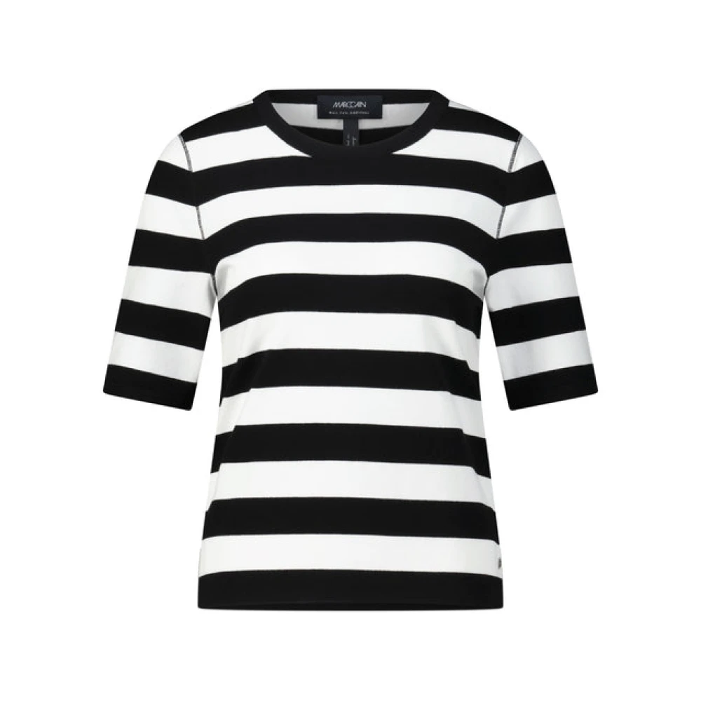 Marc Cain Gestreepte korte mouw trui White Dames