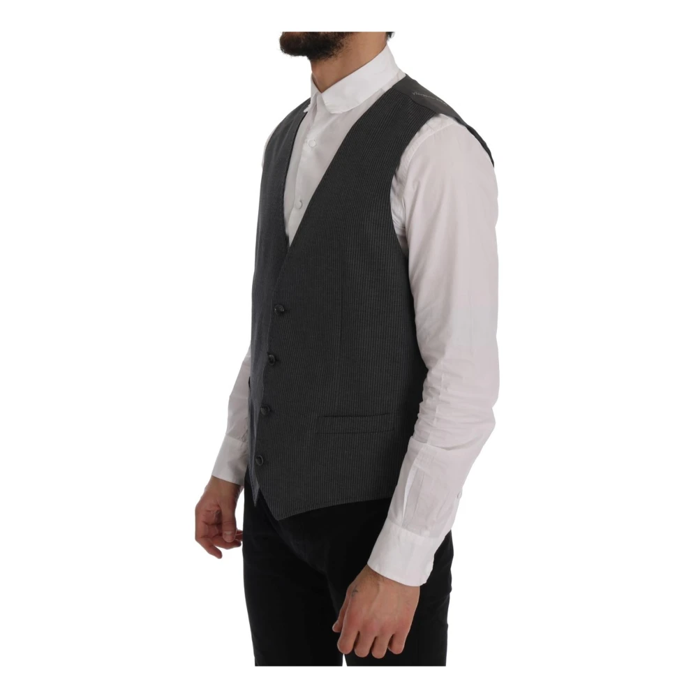 Dolce & Gabbana Grijze Katoen Rayon Vest Gilet Gray Heren