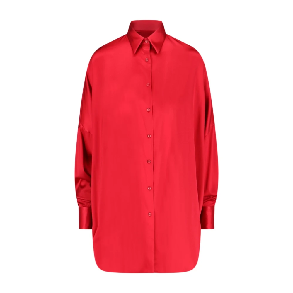 Ermanno Scervino Rode Zijden Stretch Shirt met Strik Detail Red Dames