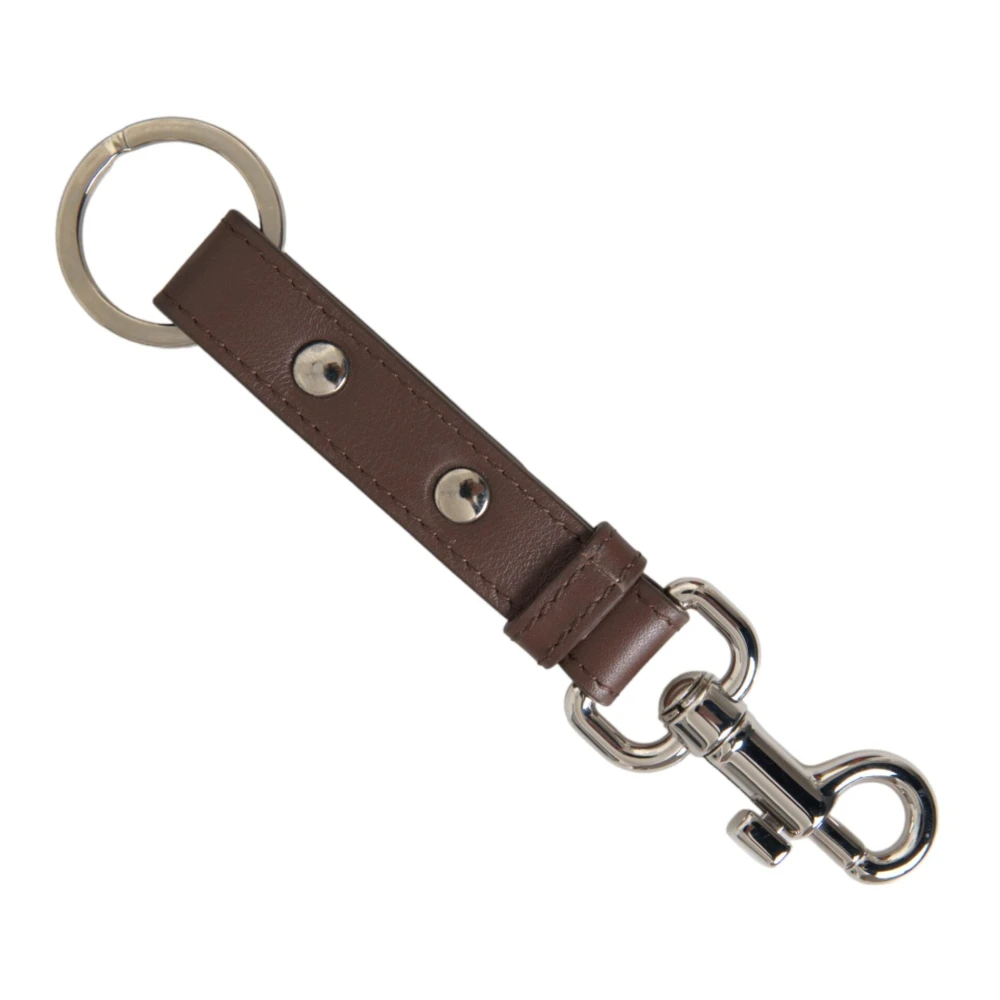 Dolce & Gabbana Unisex Bruin Leren Sleutelhanger