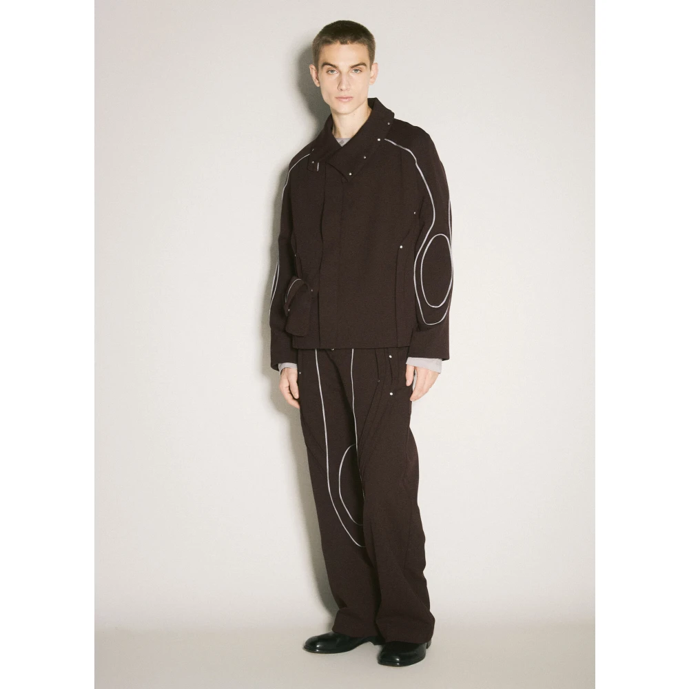 Kiko Kostadinov Stud Embellished Twill Chalice Pants Brown Heren