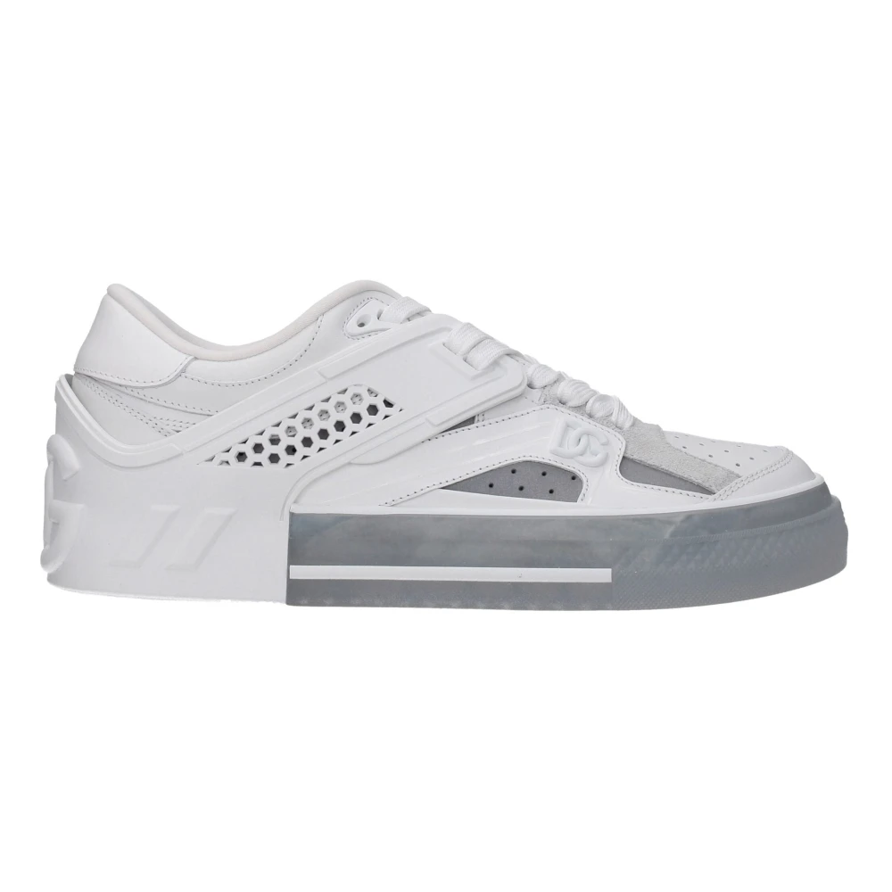 Dolce & Gabbana Men's White Sneakers, 9 Uk, Leather Low Top Trainers