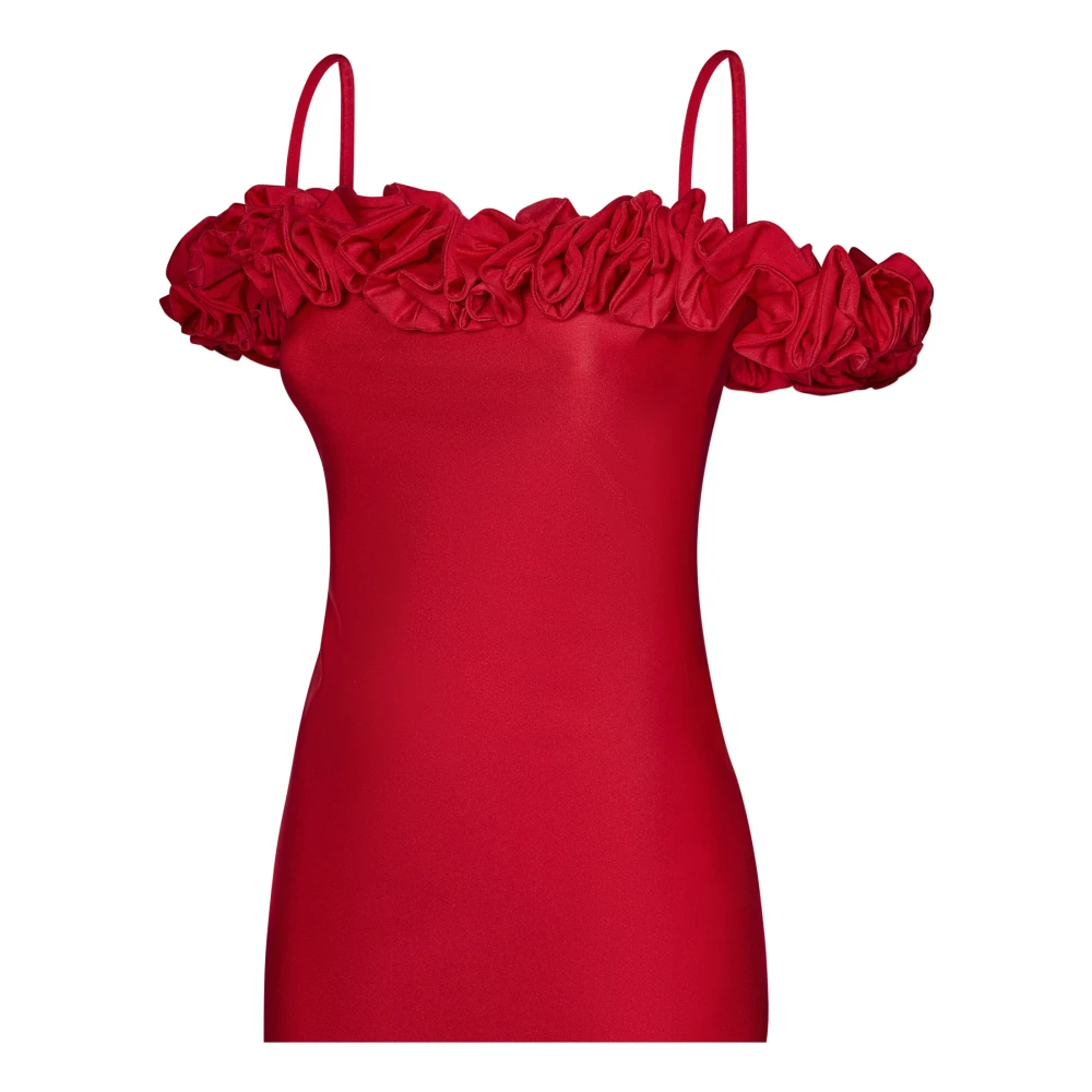 Coperni Rode Bloemen Gerimpelde Jurk Red Dames