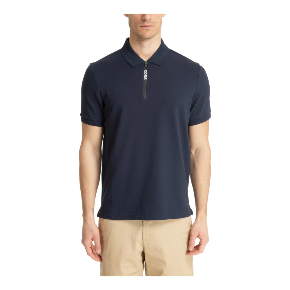 Michael Kors Polo Shirt met Ritssluiting Effen met Logo Blue Heren