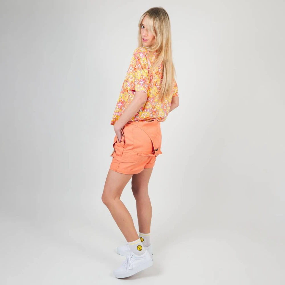 Vans Bloemen korte mouw geweven overhemd Orange Dames