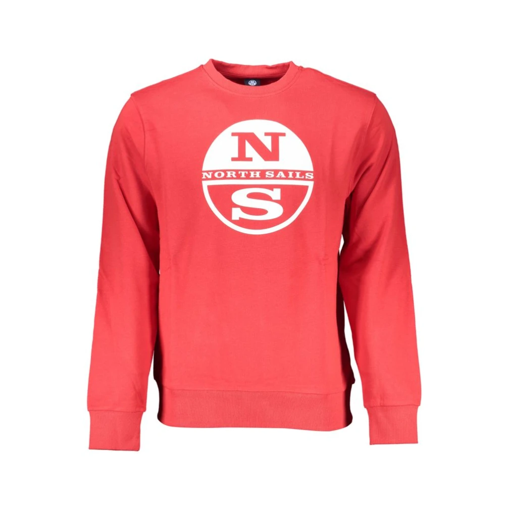 North Sails Geborstelde Katoenen Sweatshirt met Print Logo Red Heren