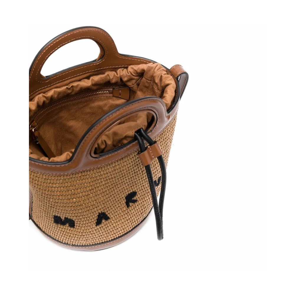 Marni Boho-geïnspireerde Logo Bucket Tas Brown Dames